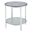 Pemberly Row Contemporary Round Chrome and Tempered Glass End Table