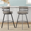 Pemberly Row Transitional Metal and Beige Faux Leather Swivel Bar Stool