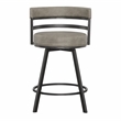 Pemberly Row Metal and Gray Faux Leather Swivel Counter Stool