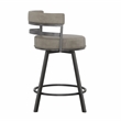 Pemberly Row Metal and Gray Faux Leather Swivel Counter Stool
