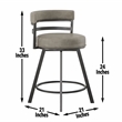 Pemberly Row Metal and Gray Faux Leather Swivel Counter Stool