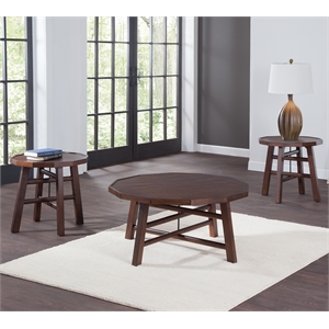 Pemberly Row 3-Piece Burnt Caramel Finish Wood Occasional Table Set