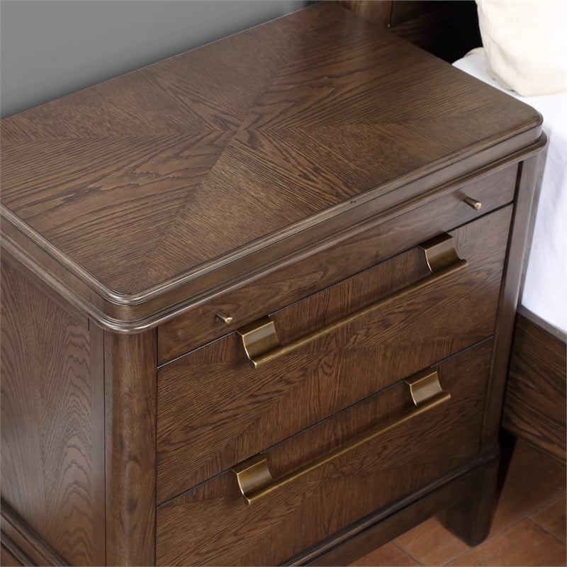 Pemberly Row Contemporary Walnut Brown Wood 2-drawer Nightstand