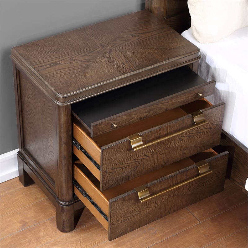 Pemberly Row Contemporary Walnut Brown Wood 2-drawer Nightstand