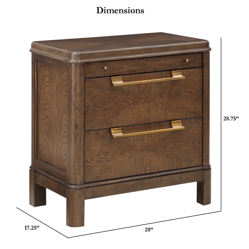 Pemberly Row Contemporary Walnut Brown Wood 2-drawer Nightstand