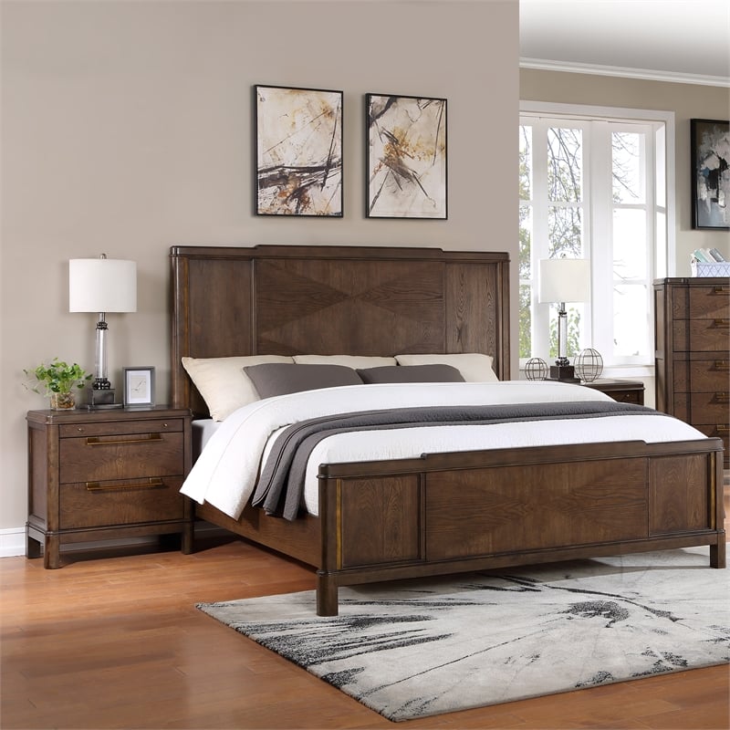 Pemberly Row Contemporary Walnut Brown Wood 2-drawer Nightstand
