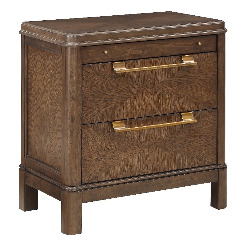 Pemberly Row Contemporary Walnut Brown Wood 2-drawer Nightstand