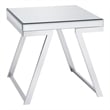 Pemberly Row Mirrored Glass and Chrome Metal Square End Table