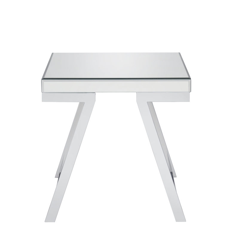 Pemberly Row Mirrored Glass and Chrome Metal 3-Piece Occasional Set