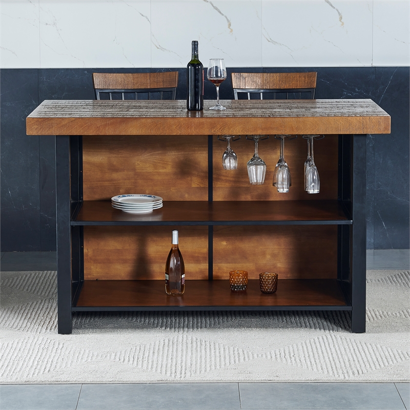 Pemberly Row Modern Transitional Chestnut Wood Finish 42