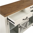 Pemberly Row Farmhouse Off White and Honey Brown Wood Server