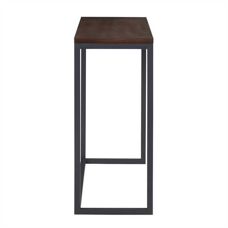 Pemberly Row Contemporary Walnut and Black Metal Counter Bar Set