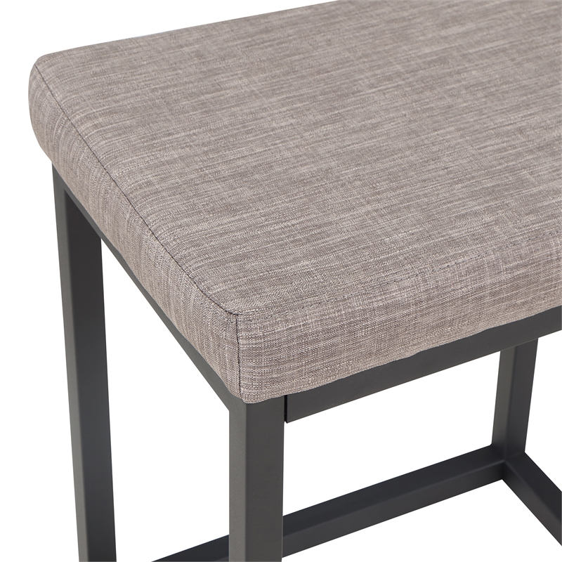 Pemberly Row Contemporary Walnut and Black Metal Counter Bar Set