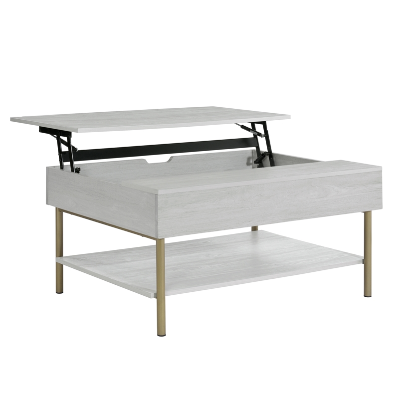 Pemberly Row Mid-Century White Wood and Brass 3-piece Occasional Set