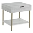 Pemberly Row Mid-Century White Wood and Brass Square End Table