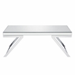 Pemberly Row Contemporary Mirrored Glass and Chrome Metal Cocktail Table