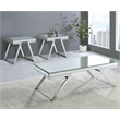 Pemberly Row Contemporary Mirrored Glass and Chrome Metal Cocktail Table