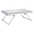 Pemberly Row Contemporary Mirrored Glass and Chrome Metal Cocktail Table