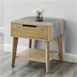 Pemberly Row Mid-Century Natural Finish with Gray Stone End Table