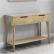 Pemberly Row Mid-Century Natural Finish with Gray Stone Sofa Table