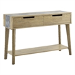 Pemberly Row Mid-Century Natural Finish with Gray Stone Sofa Table