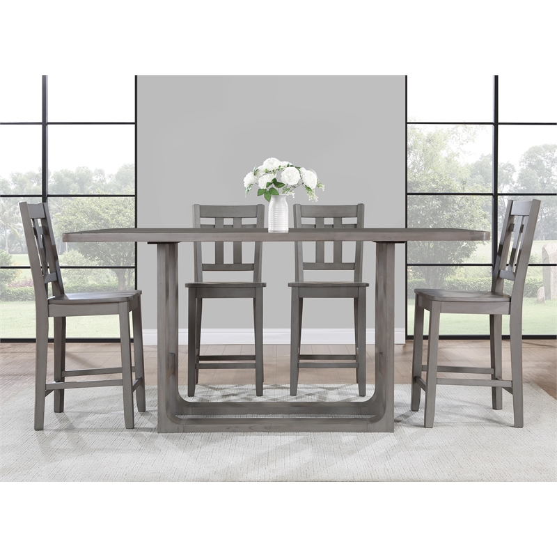 Pemberly Row Farmhouse Gray Wood Counter Height Dining Table