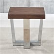 Pemberly Row Transitional Chestnut Wood and Chrome Base Square End Table