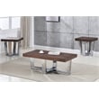 Pemberly Row Transitional Chestnut Wood and Chrome Base Square End Table