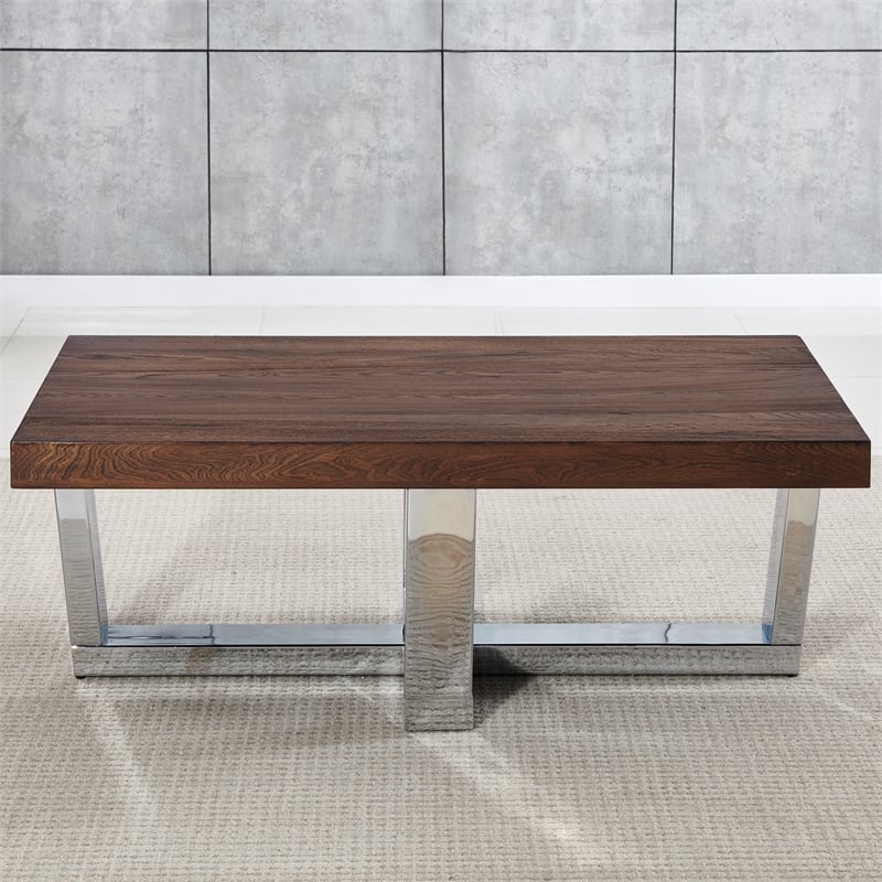 Pemberly Row Chestnut Wood and Chrome 3-piece Occasional Set