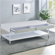 Pemberly Row Contemporary White Wood and Chrome Cocktail Table
