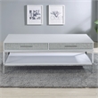 Pemberly Row Contemporary White Wood and Chrome Cocktail Table