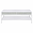 Pemberly Row Contemporary White Wood and Chrome Cocktail Table