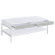Pemberly Row Contemporary White Wood and Chrome Cocktail Table