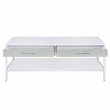 Pemberly Row Contemporary White Wood and Chrome Cocktail Table