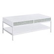 Pemberly Row Contemporary White Wood and Chrome Cocktail Table