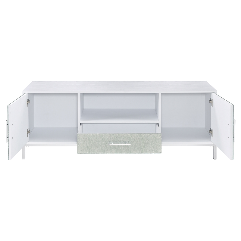 Pemberly Row Contemporary White Wood and Chrome 58