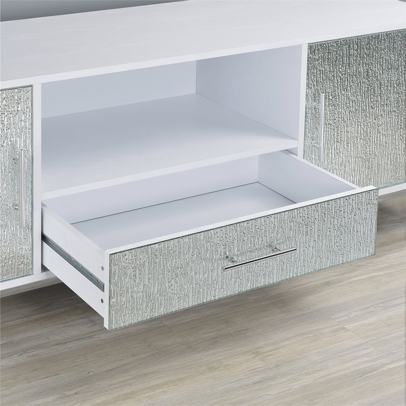 Pemberly Row Contemporary White Wood and Chrome 58