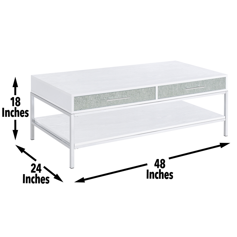 Pemberly Row Contemporary White Wood and Chrome 3-Piece Occasional Set