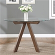 Pemberly Row Transitional Mocha Brown Wood and Glass Top Dining Table