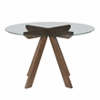 Pemberly Row Transitional Mocha Brown Wood and Glass Top Dining Table