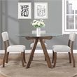 Pemberly Row Transitional Mocha Brown Wood and Glass Top Dining Table