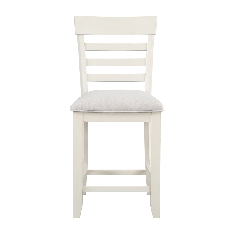 Pemberly Row Farmhouse / Country Off White Wood Counter Chair