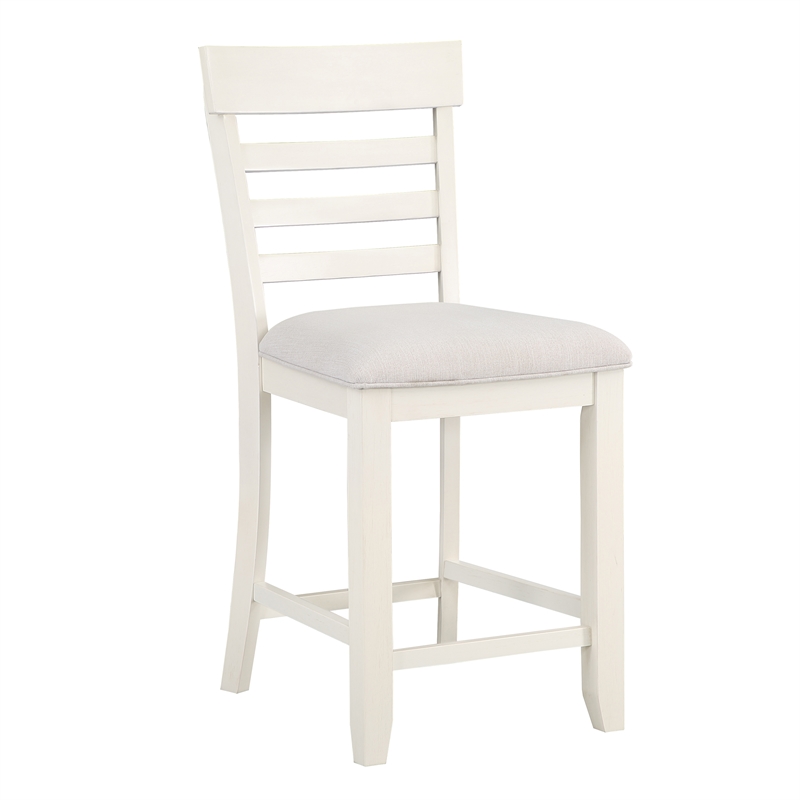 Pemberly Row Farmhouse / Country Off White Wood Counter Chair
