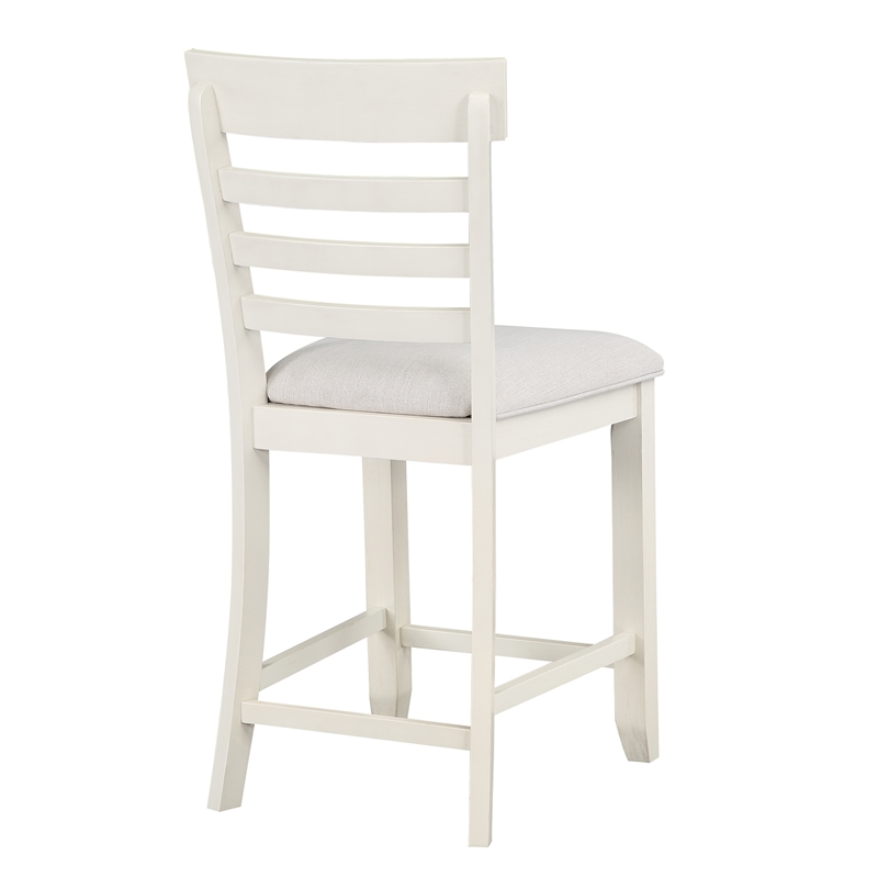 Pemberly Row Farmhouse / Country Off White Wood Counter Chair
