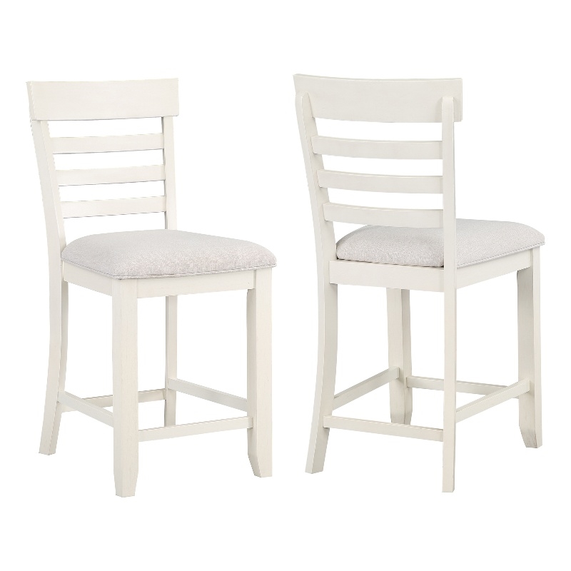 Pemberly Row Farmhouse / Country Off White Wood Counter Chair