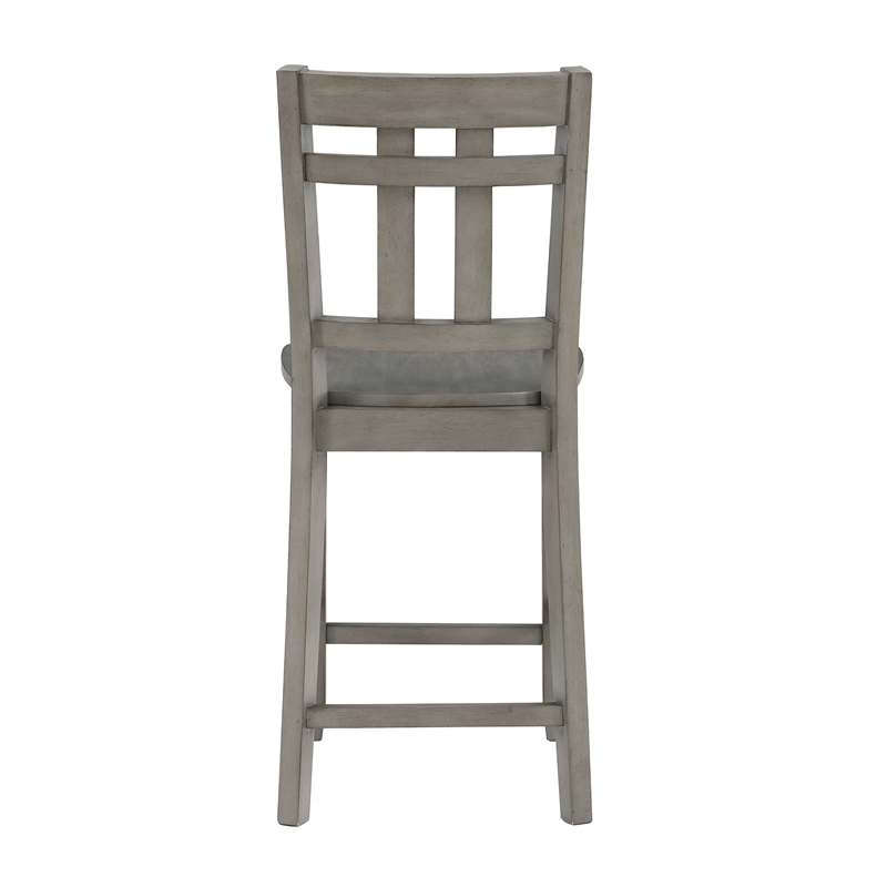 Pemberly Row Farmhouse / Country Gray Finish Wood Counter Chair
