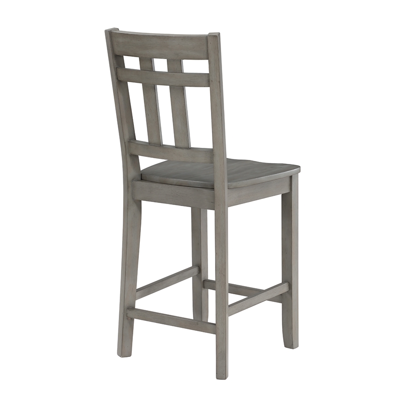 Pemberly Row Farmhouse / Country Gray Finish Wood Counter Chair