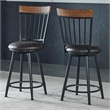 Pemberly Row Black Metal Dark Brown Faux Leather Swivel Counter Stool