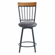 Pemberly Row Black Metal Dark Brown Faux Leather Swivel Counter Stool