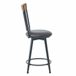 Pemberly Row Black Metal Dark Brown Faux Leather Swivel Counter Stool